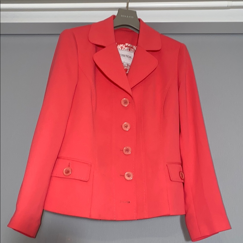 Votre Nom Pink Blazer with Notched Lapel and Tailored Silhouette